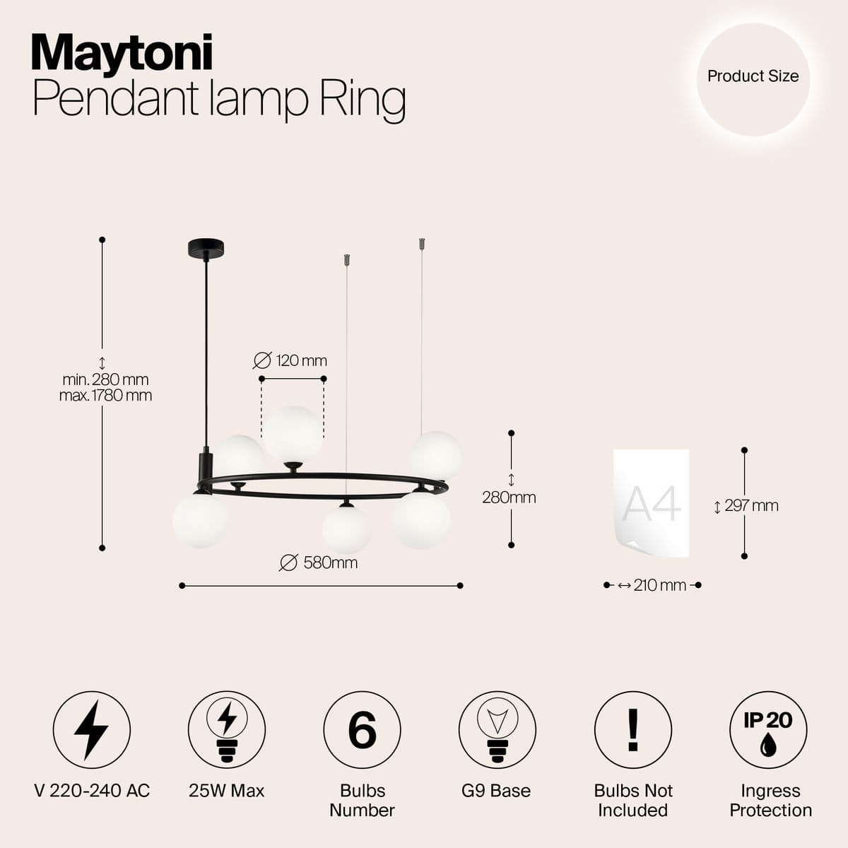 Подвесная люстра Maytoni Ring MOD013PL-06B — фото 2